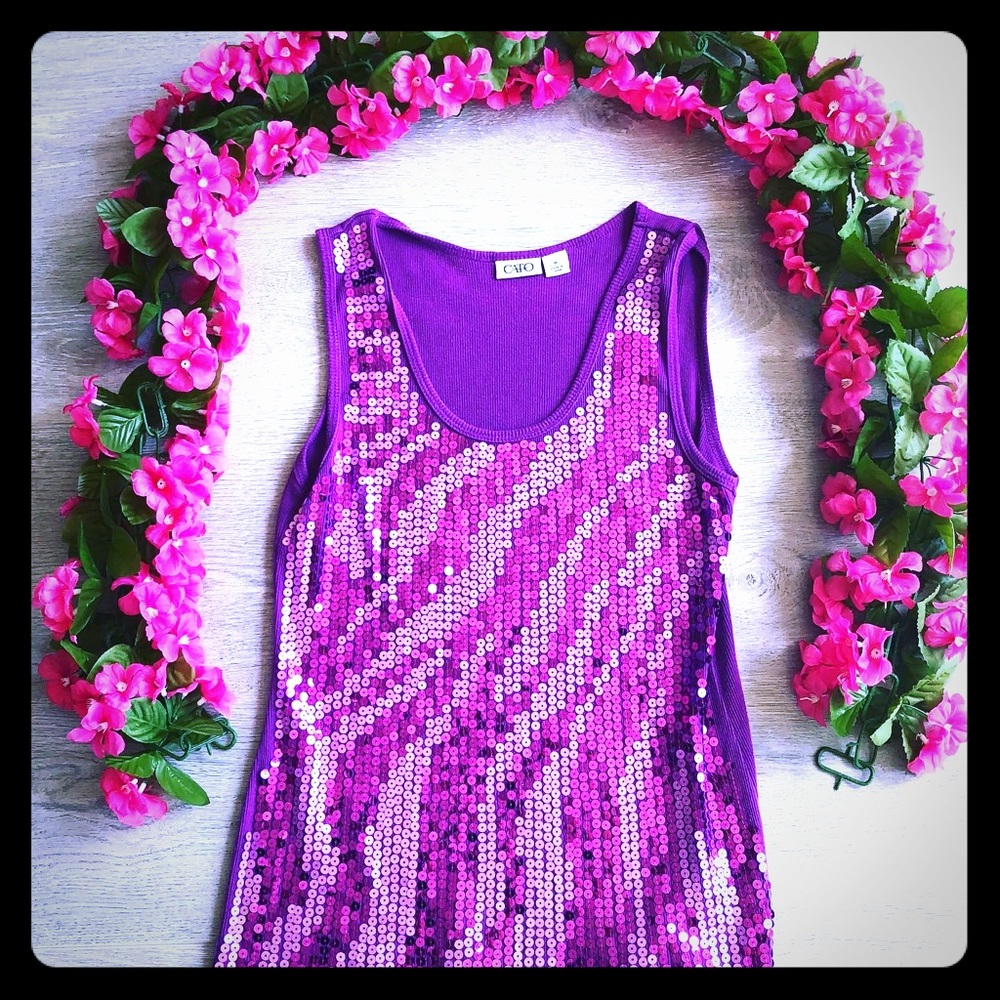 Purple sequins tank top